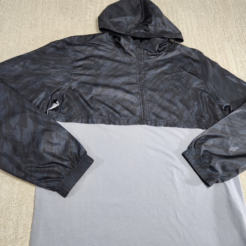 Under Armour Mens Hybrid Windbreaker Hoodie Grey Black XL Anorak‎